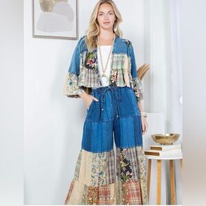 Bohemian Patchwork Denim Pants by young threads